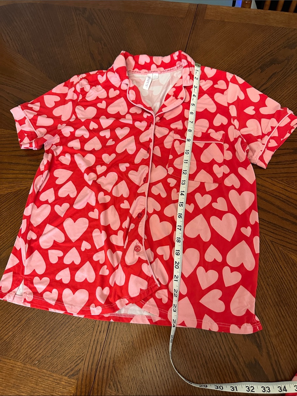 Women’s Red and Pink Heart Print Pajama Set - Cropped - Picture 5 of 10
